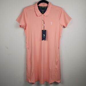 William Murray Classic Polo Dress Women's Solid Quick Dry Coral Pink NWT - M